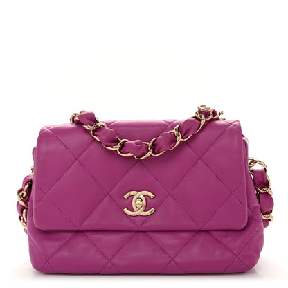 Chanel Lambskin Quilted Small Logo Strap Flap Purple 1 of 10
