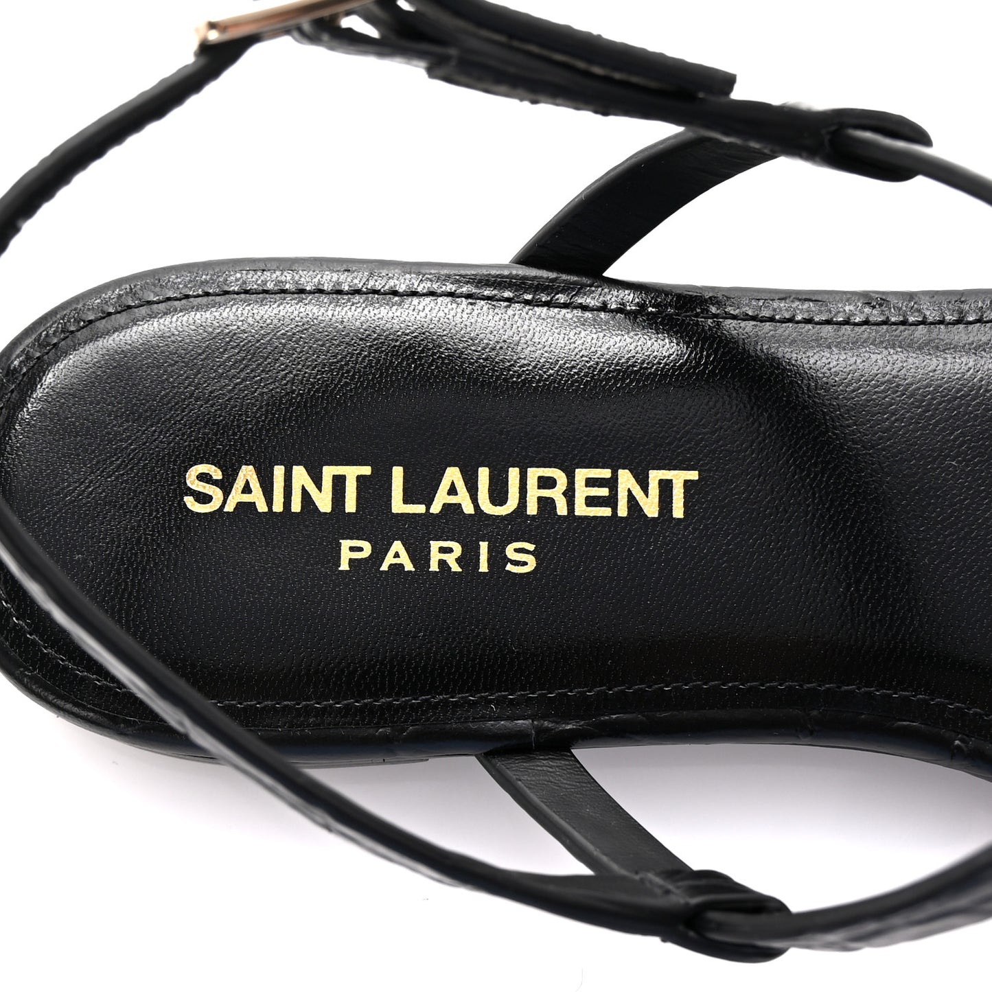 Calfskin Crocodile Embossed Cassandra Monogram Sandals 37 Black