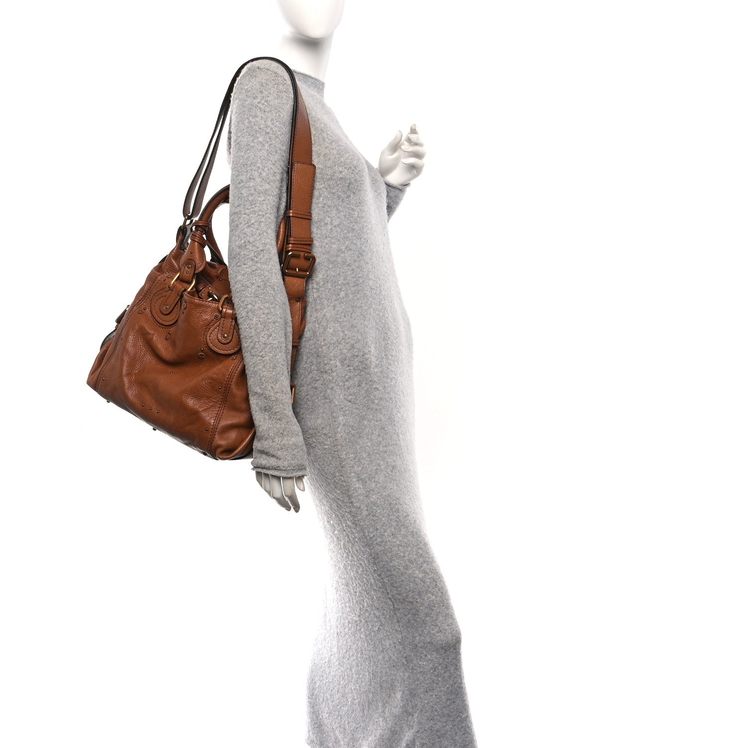 Chloe Grained Calfskin Paddington Tote Tan 2 of 10