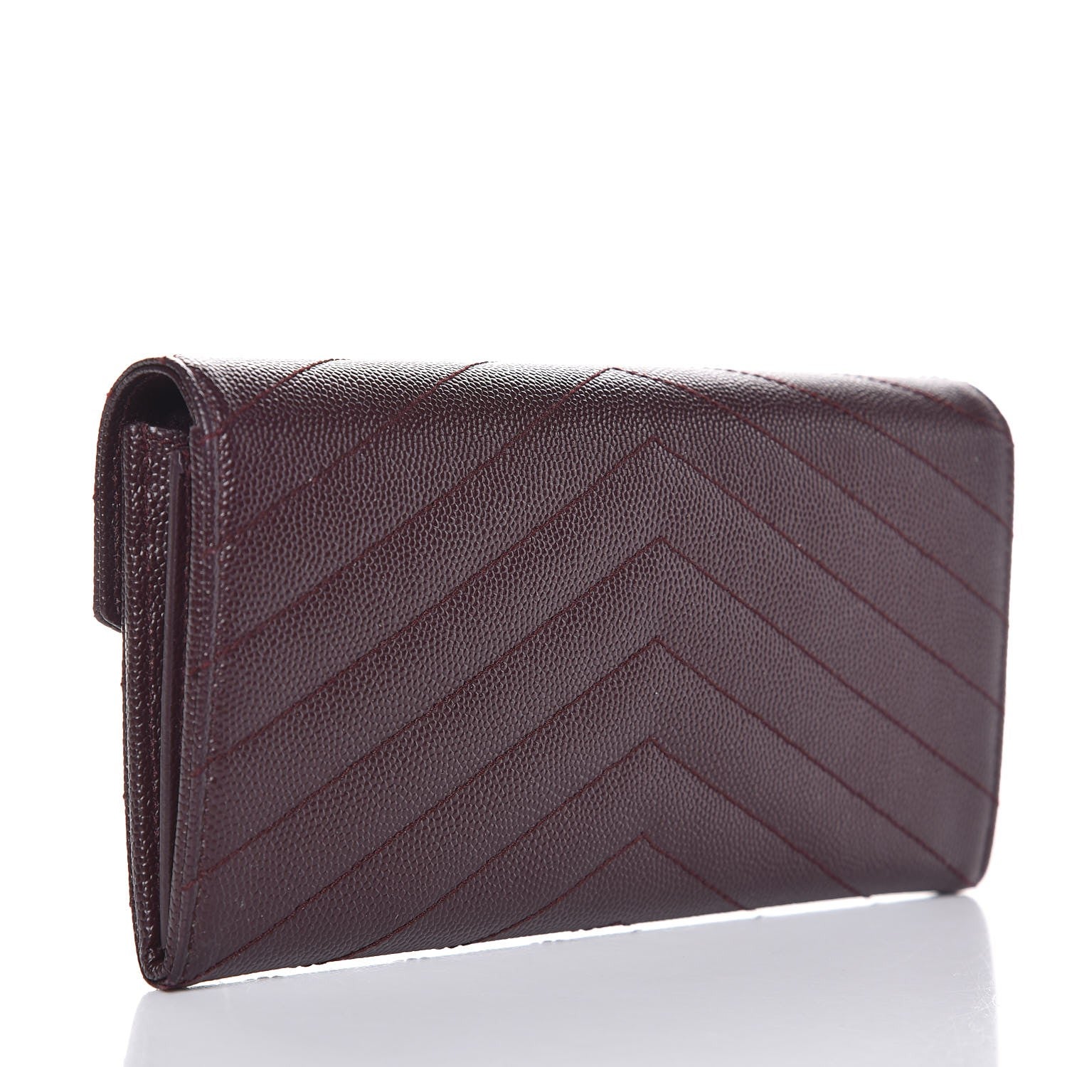 Saint Laurent Grain De Poudre Matelasse Chevron Monogram Flap Wallet Amaranto 3 of 9