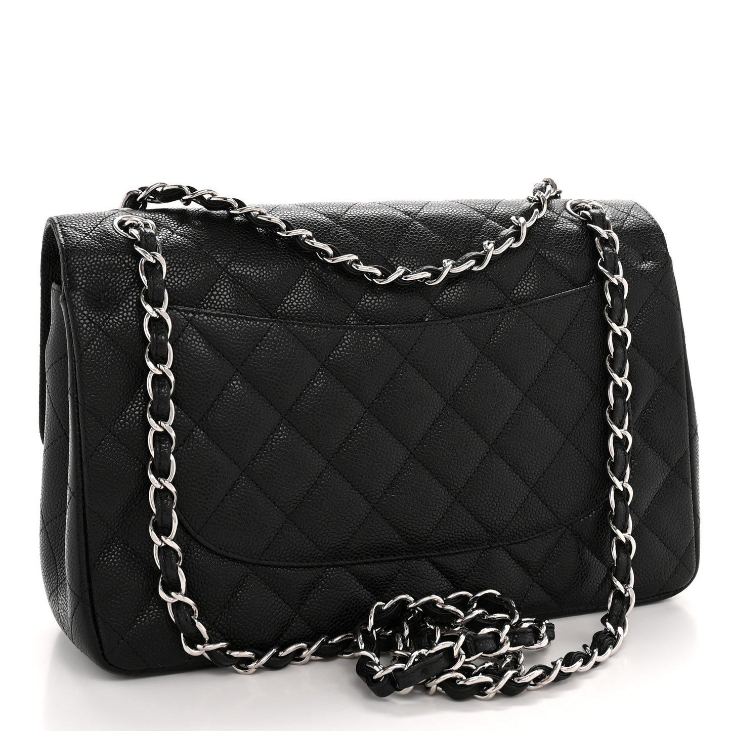 Caviar Quilted Jumbo Double Flap Black