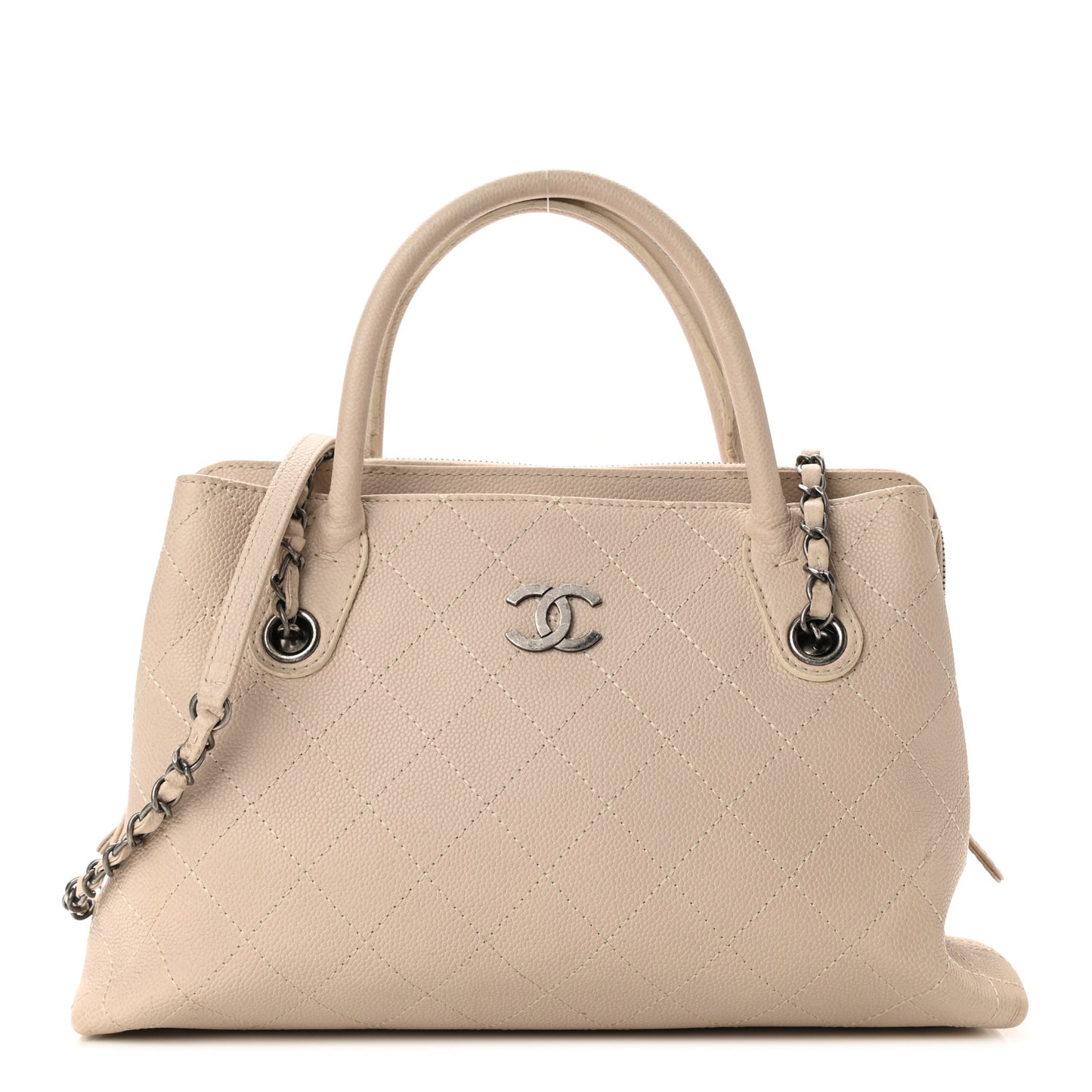 Grained Vegetal Calfskin Small Urban Shopping Tote Beige