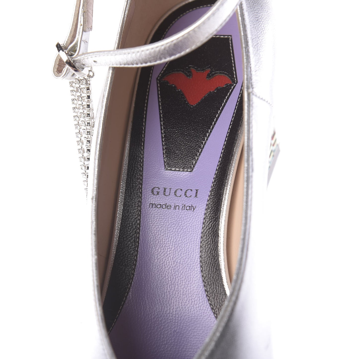 Metallic Nappa Crystal Square G Mid Heel Pumps 39.5 Silver