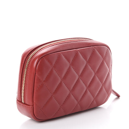 Chanel Lambskin Quilted Small Curvy Pouch Cosmetic Case Red 2 of 7