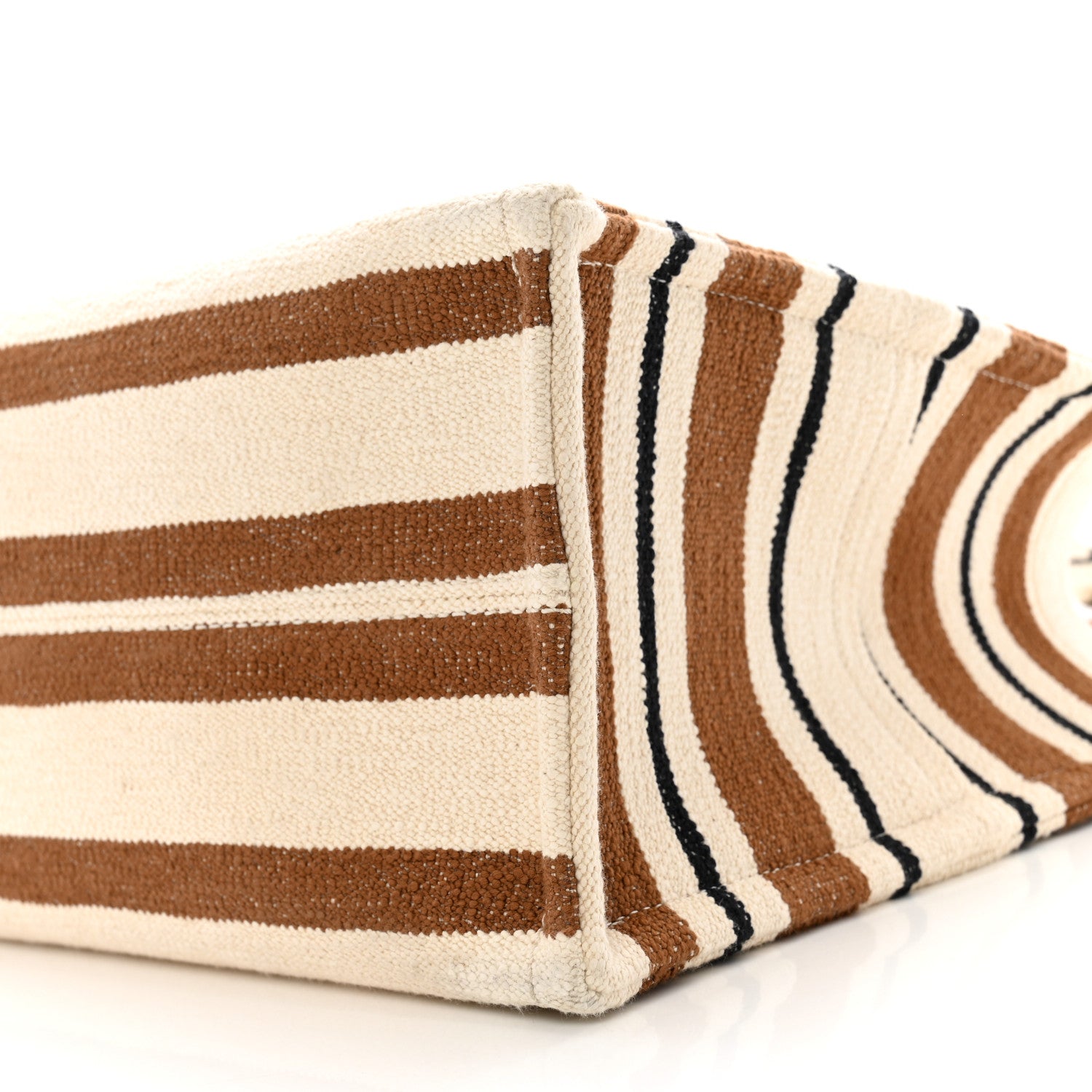 Celine Jacquard Striped Large Cabas Thais White Brown 9 of 11