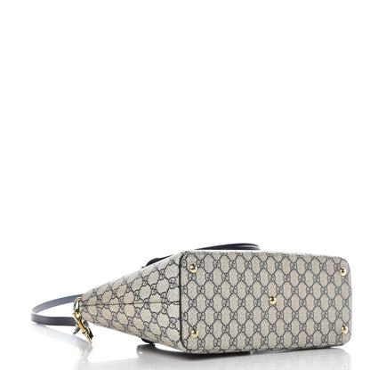 Gucci GG Supreme Monogram Small Zip Top Tote Beige Blue 5 of 10