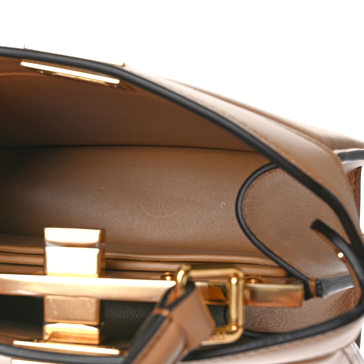Fendi Shiny Nappa Petite Peekaboo I SEE U Satchel Miele Scuro 5 of 8