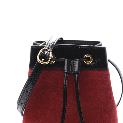 Gucci Suede Patent Web Mini Ophidia Bucket Bag Hibiscus Red Black 9 of 9