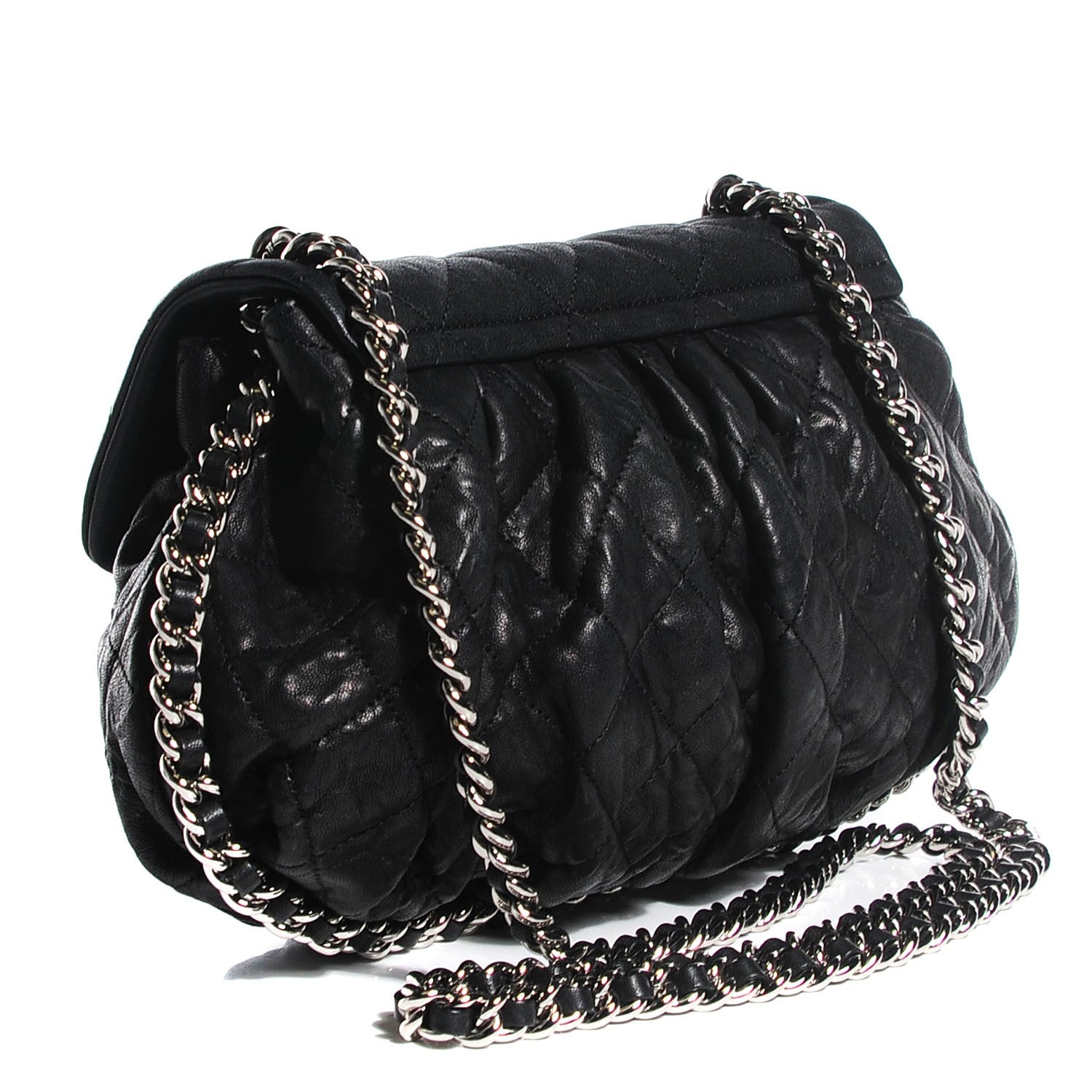 Chanel Washed Lambskin Quilted Medium Chain Around Messenger Black 3 of 8