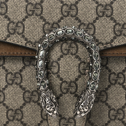 Gucci GG Supreme Monogram Suede Crystal Small Dionysus Shoulder Bag Beige Ebony Taupe 9 of 13