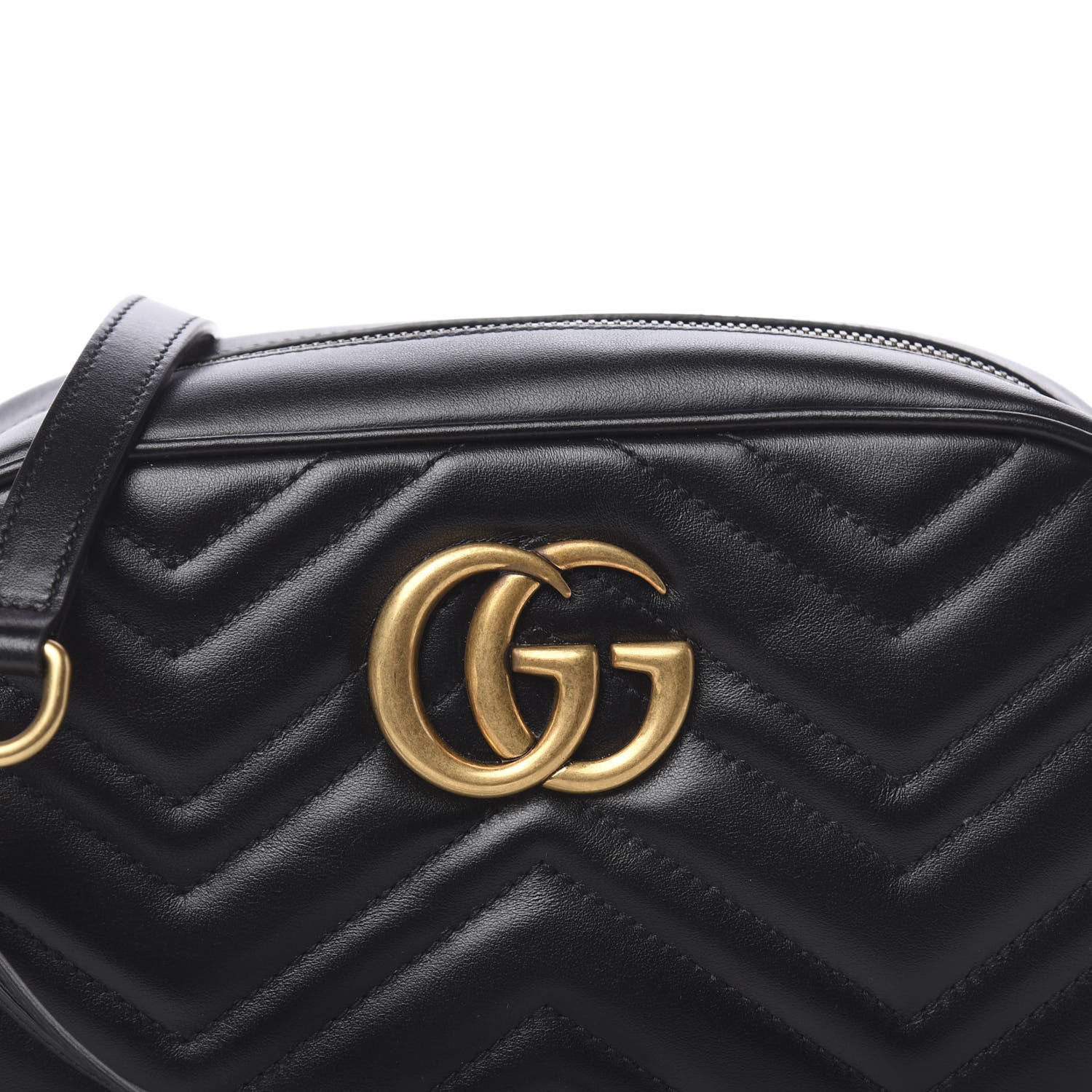 Gucci Calfskin Matelasse Small GG Marmont Chain Shoulder Bag Black 10 of 11
