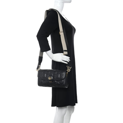 Gucci Calfskin GG Matelasse Small Flap Shoulder Bag Black Natural 2 of 10
