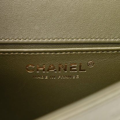 Chanel Calfskin Shearling Quilted Small Boy Messenger Bag Khaki 6 of 10