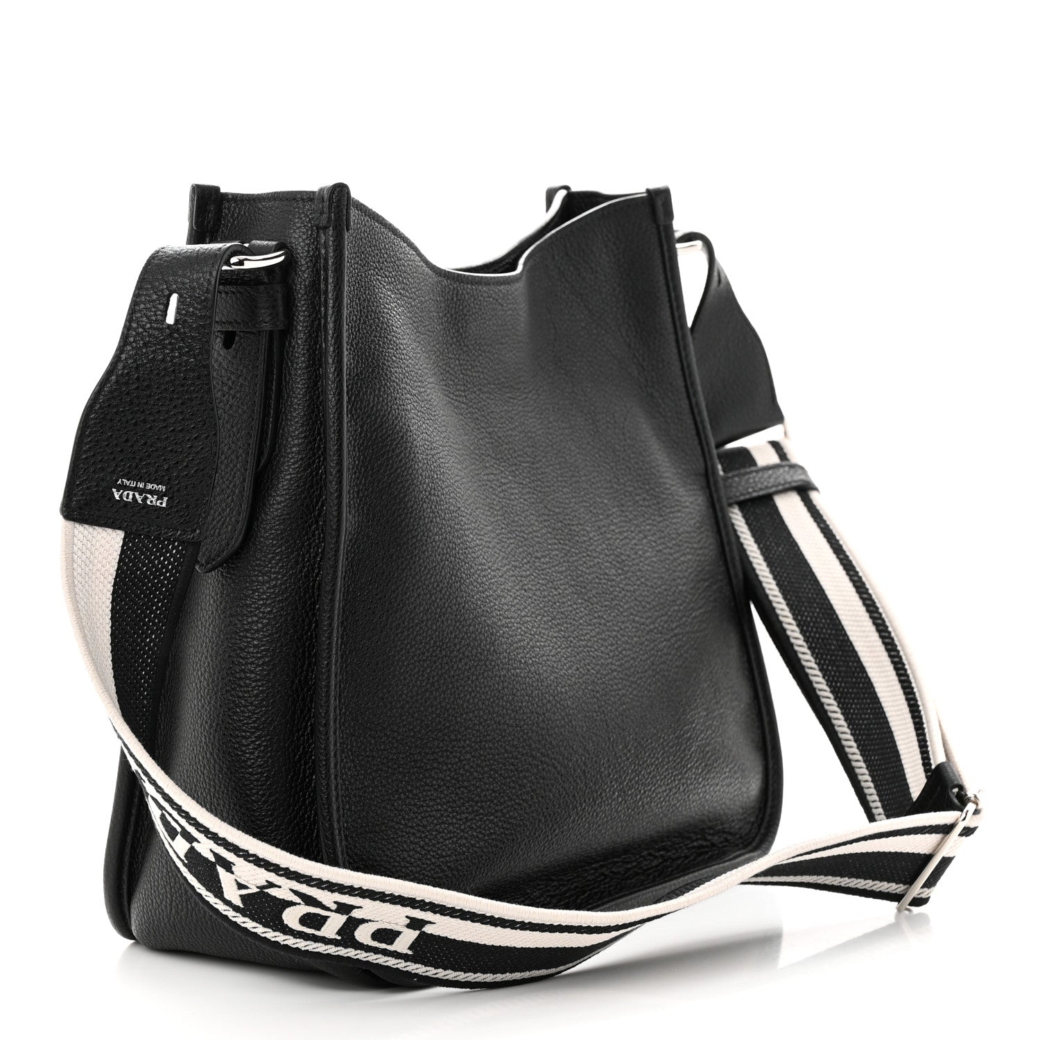 Prada Vitello Daino Soft Hobo Messenger Bag Black 3 of 10