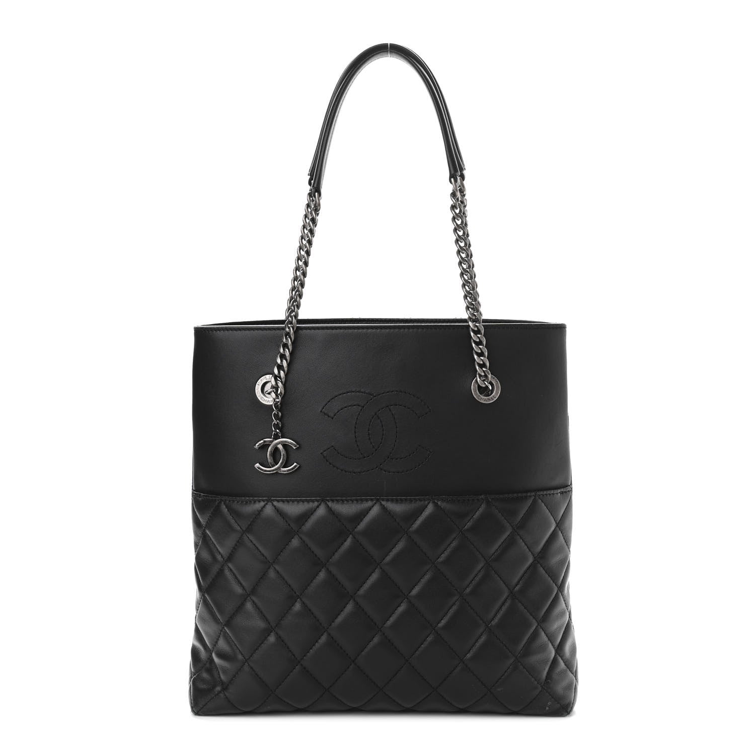 Chanel Lambskin Quilted Small Urban Delight Tote Black Blue 1 of 15