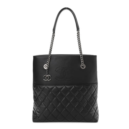 Chanel Lambskin Quilted Small Urban Delight Tote Black Blue 1 of 15