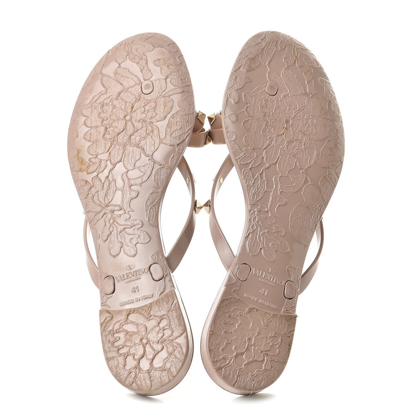PVC Jelly Rockstud Bow Thong Sandals 41 Poudre