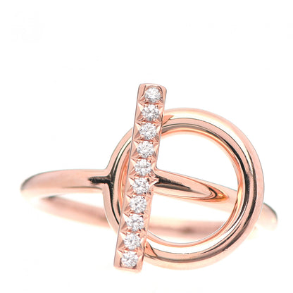 Hermes 18K Rose Gold Diamond PM Echappee Ring 51 5.75 1 of 5