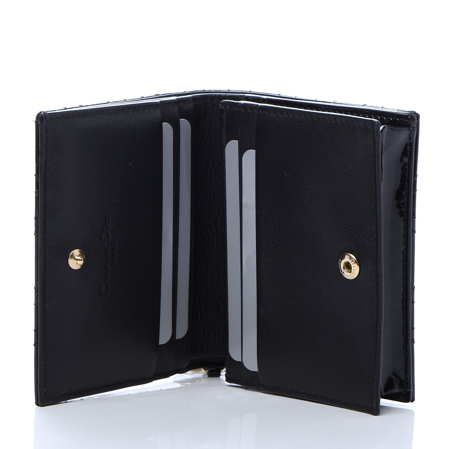 Patent Cannage Lady Dior Card Holder Black