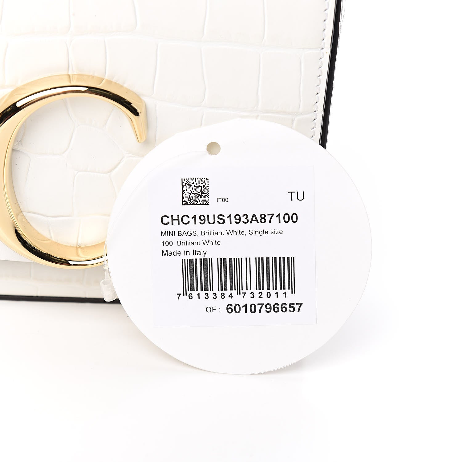 Chloe Calfskin Crocodile Embossed Mini C Double Carry Brilliant White 11 of 11