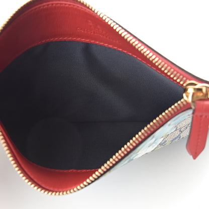 Gucci GG Supreme Monogram Blooms Small Zip Pouch Beige Blue Hibiscus Red 4 of 5