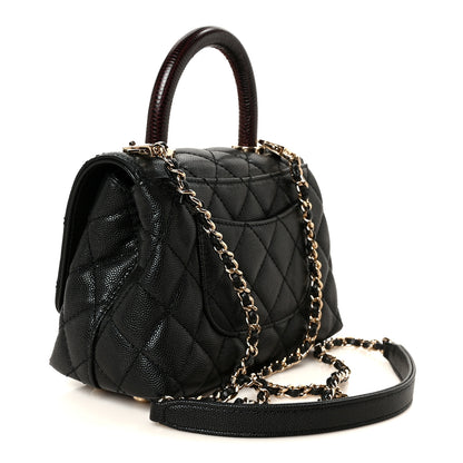 Chanel Caviar Lizard Embossed Quilted Extra Mini Coco Handle Flap Black 2 of 11