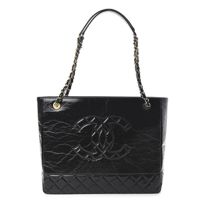 Chanel Shiny Aged Calfskin Quilted Large Shopping Bag Black 1 of 11