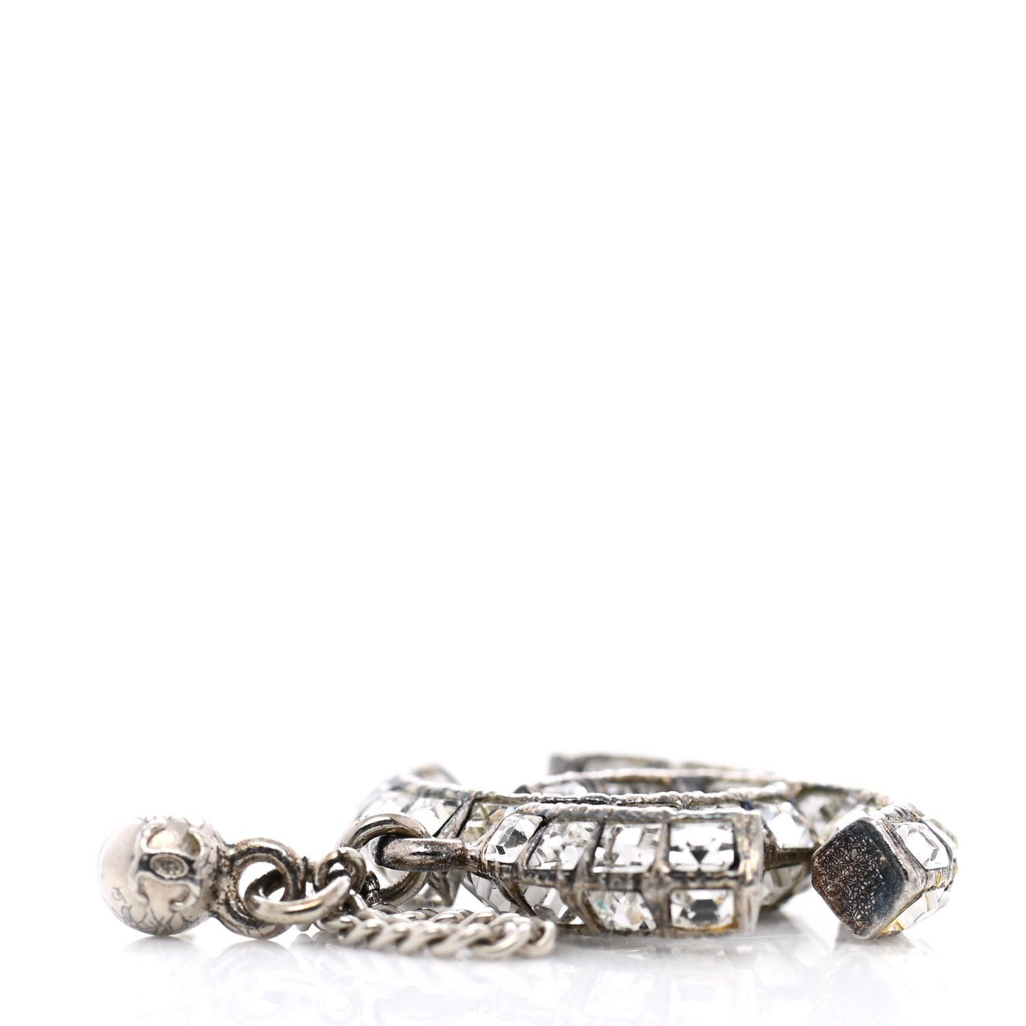 Baguette Crystal CC Drop Earrings Silver