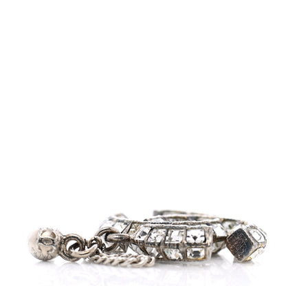 Chanel Baguette Crystal CC Drop Earrings Silver 4 of 4