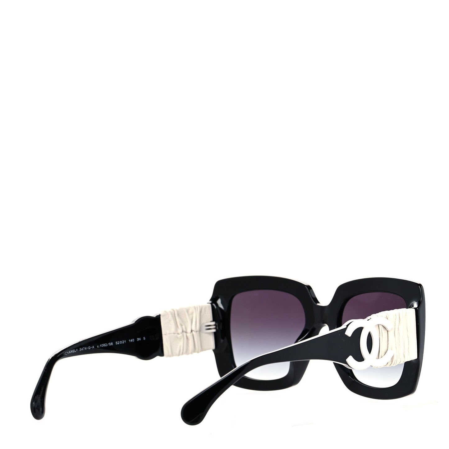 Acetate Calfskin Square Sunglasses 5474-Q-A Black White