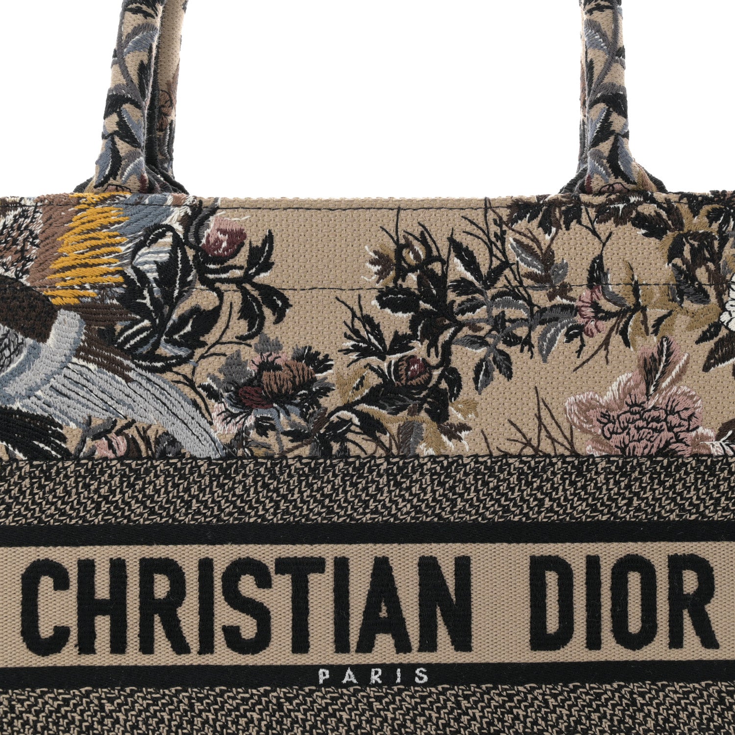 Christian Dior Canvas Embroidered Jardin D'Hiver Medium Book Tote Beige Multicolor 8 of 11