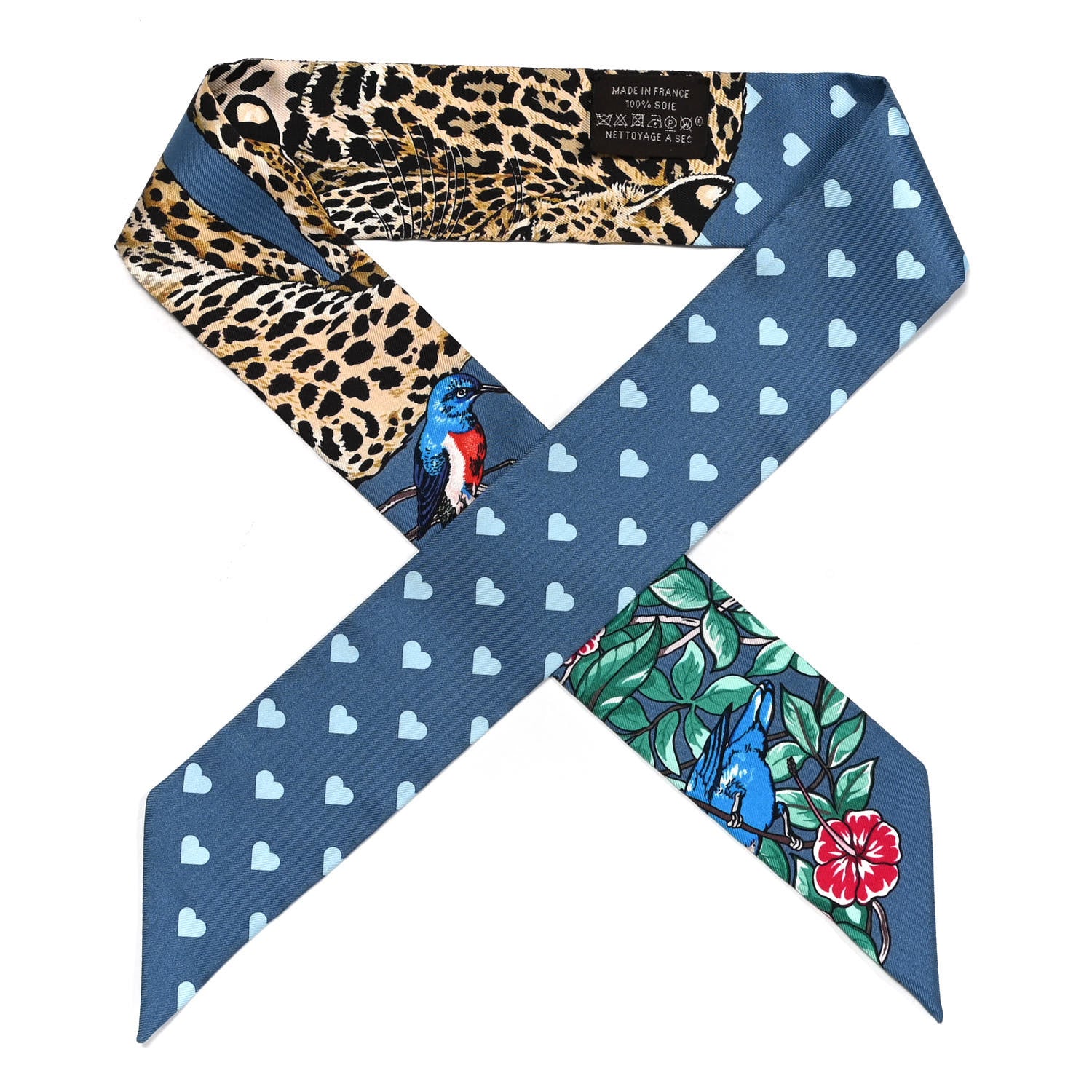 Hermes Silk Jungle Love Twilly Gris Bleuete Vert 1 of 4