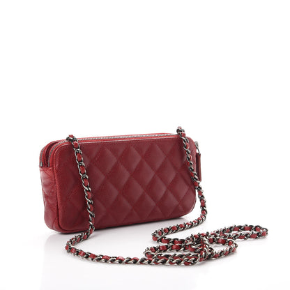 Chanel Caviar Quilted Small Clutch With Chain Red 4 of 11