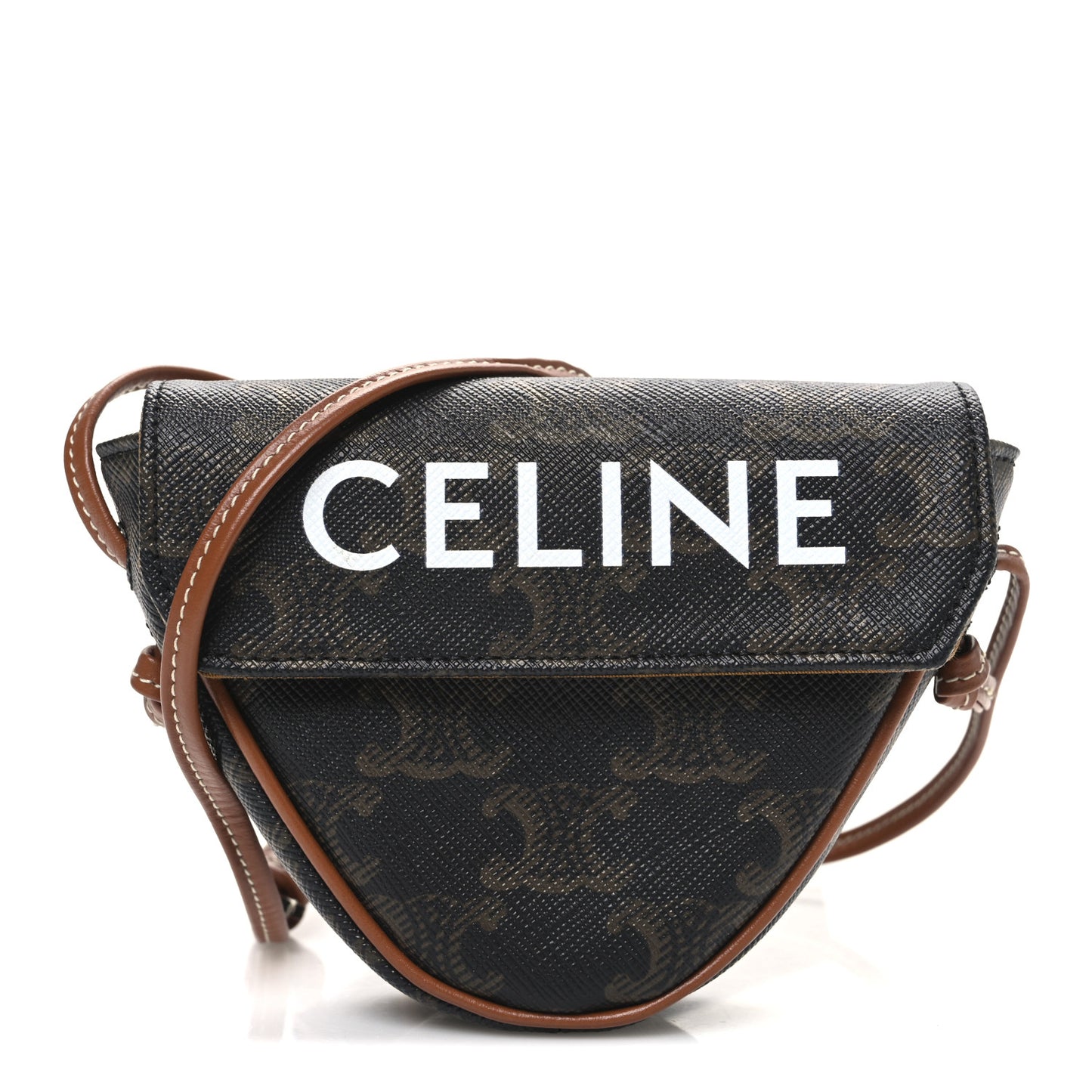 Triomphe Canvas Mini Triangle Crossbody Bag Tan