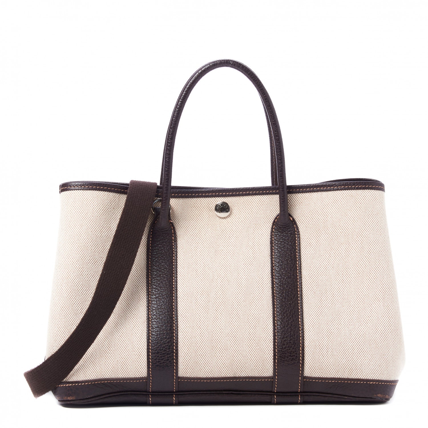 Hermes Buffle Skipper Toile Garden Party 30 TPM Marron Fonce 1 of 7