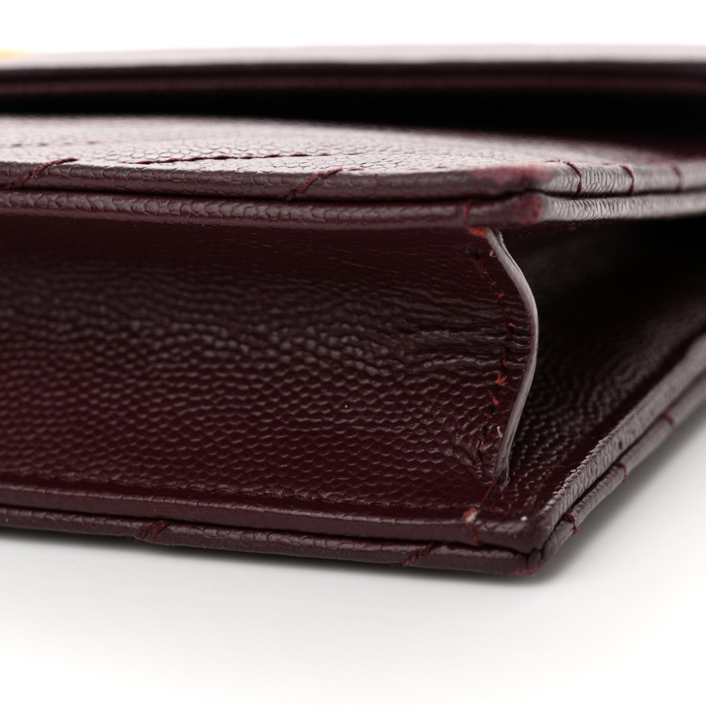 Grain De Poudre Matelasse Chevron Monogram Envelope Chain Wallet Rouge Legion