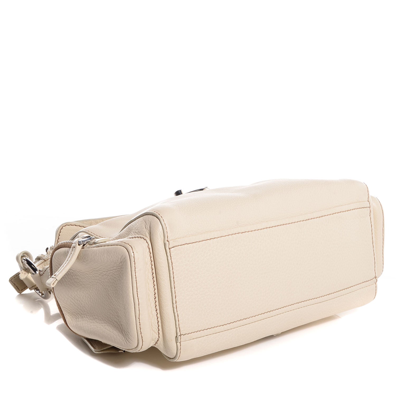 Prada Vitello Daino Pushlock Flap Shoulder Bag Cera 4 of 8