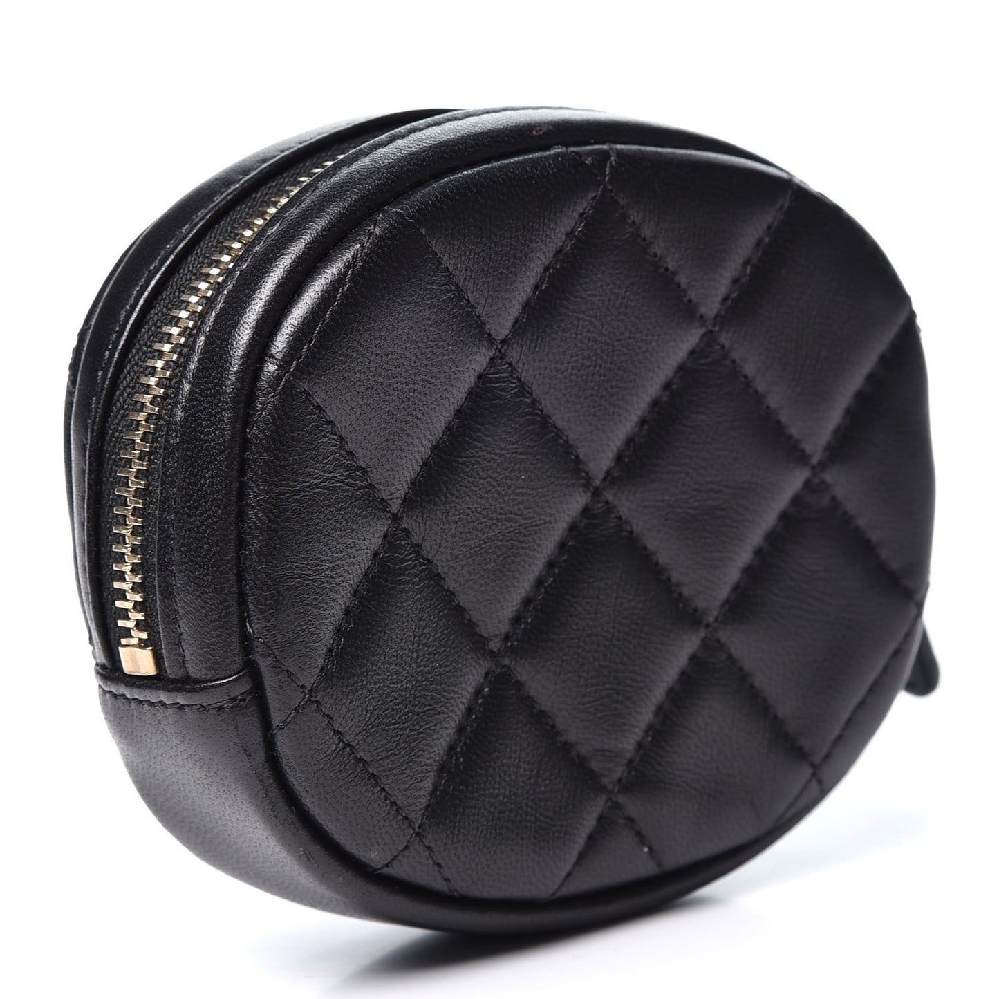 Lambskin Quilted Zip Around Classic Coin Purse Black