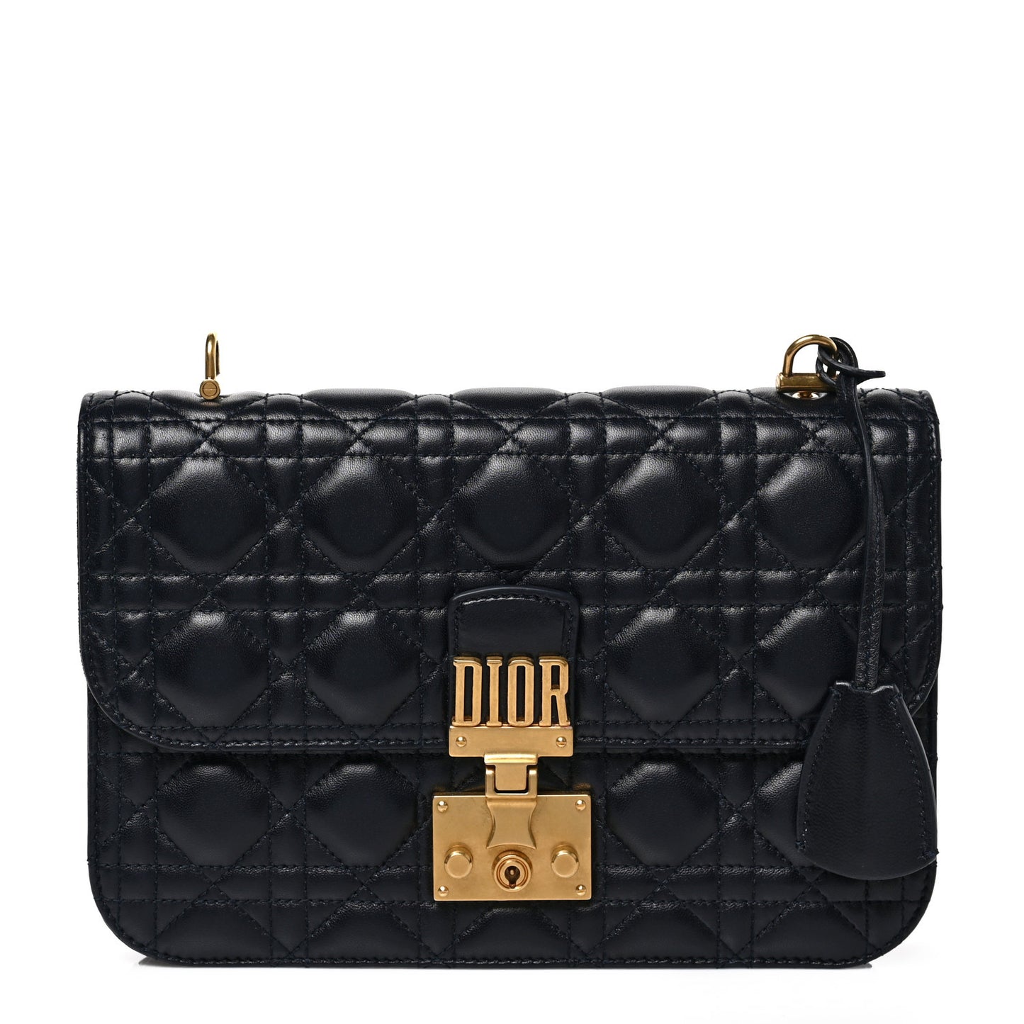 Lambskin Cannage Large Dioraddict Flap Bag Indigo Blue