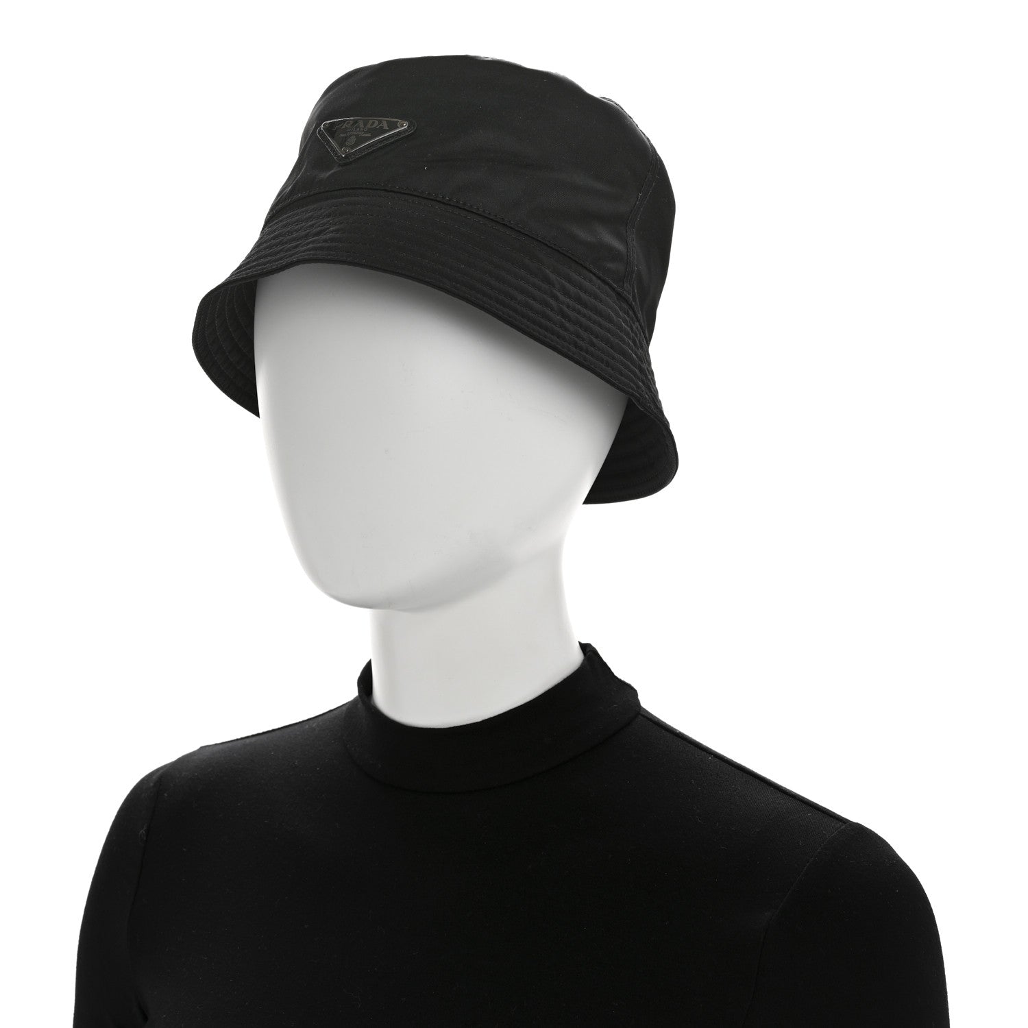 Prada Re-Nylon Rubber Logo Mens Bucket Hat L Black 2 of 8