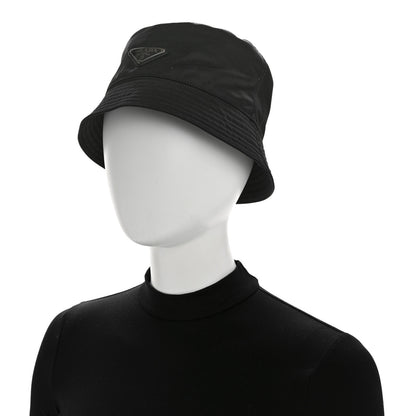 Prada Re-Nylon Rubber Logo Mens Bucket Hat L Black 2 of 8