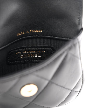 Chanel Lambskin Quilted Pearl Top Handle Clutch With Chain Black 6 of 11