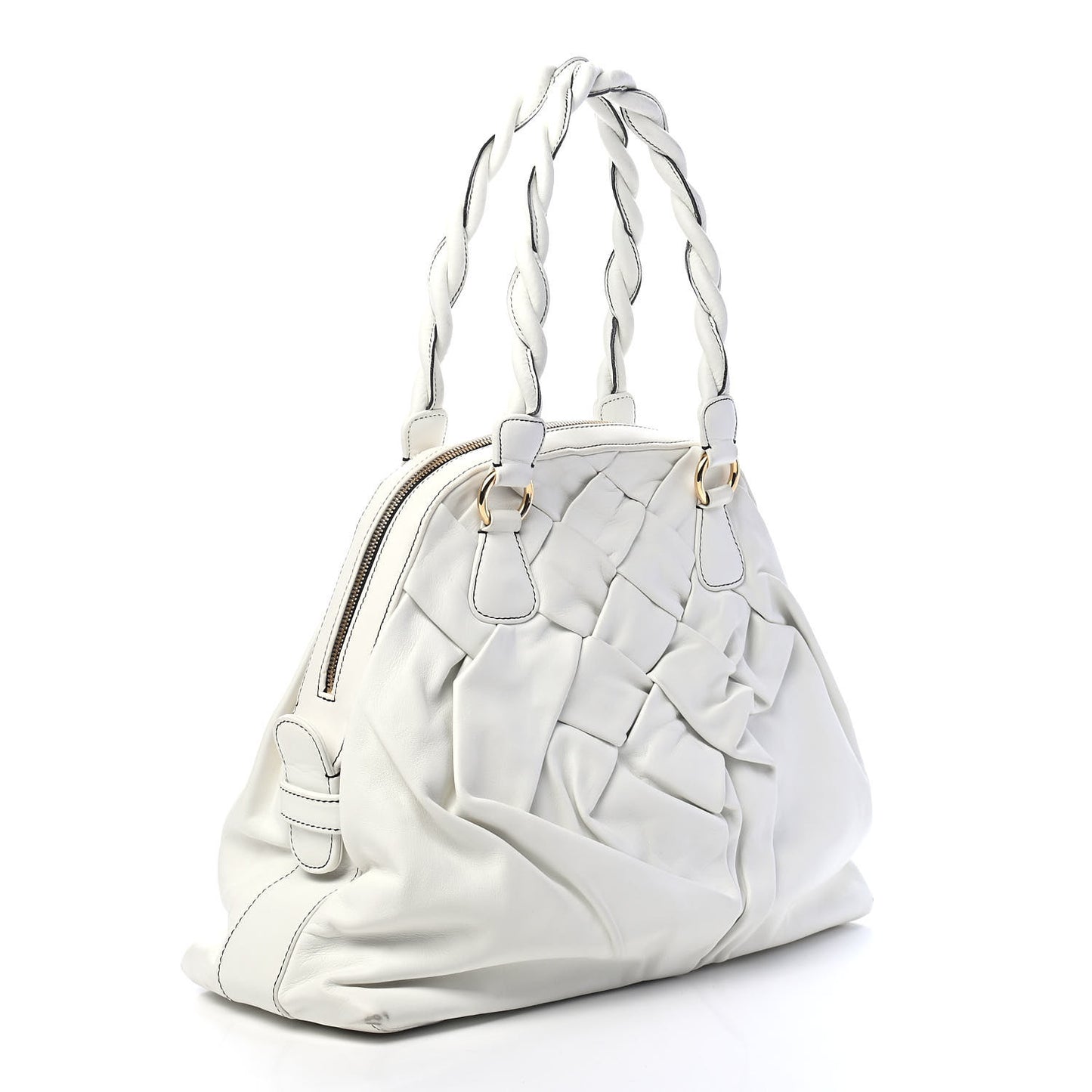 Lambskin Woven Couture Bag White