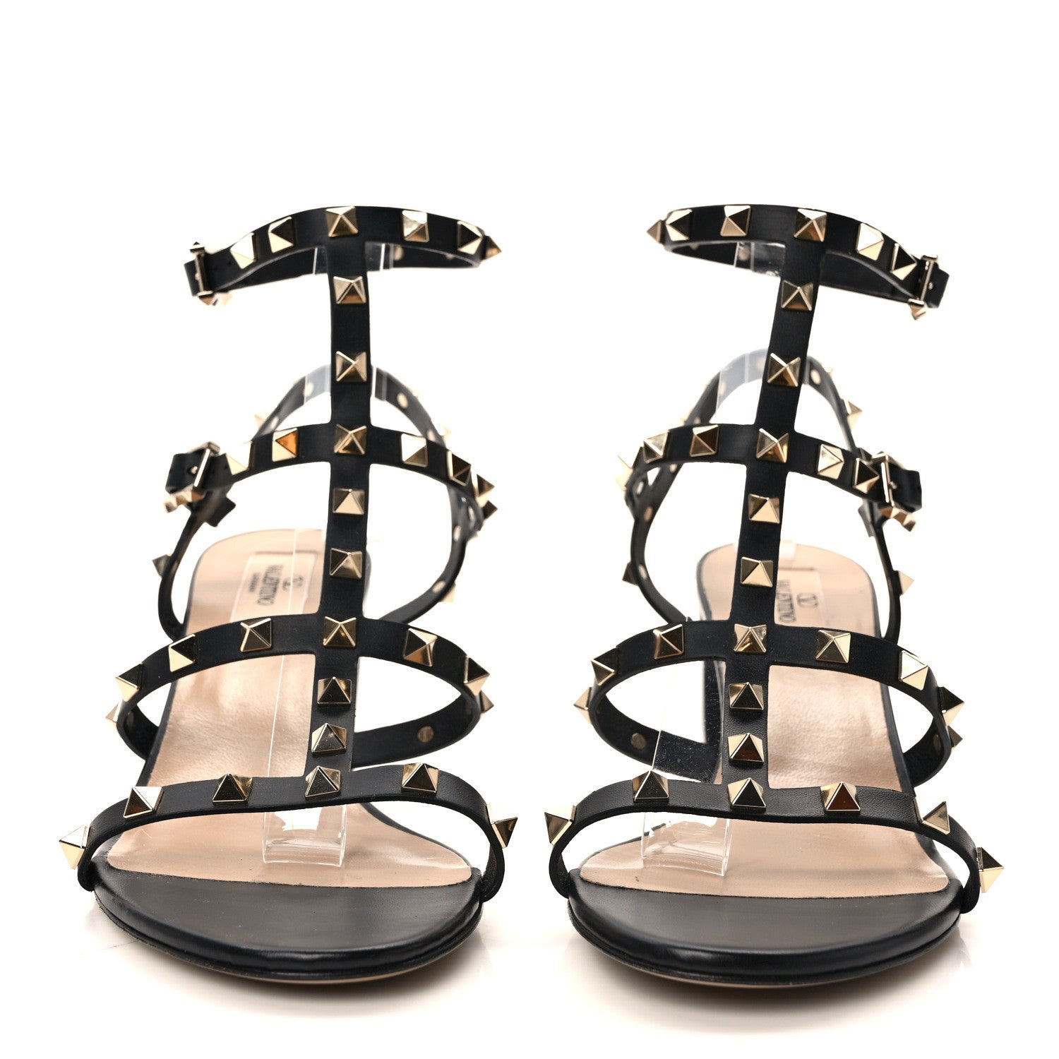 Valentino Garavani Calfskin Rockstud 60mm City Sandals 40 Black 2 of 7