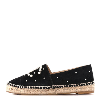 Chanel Suede Pearl CC Espadrilles 40 Black 1 of 10