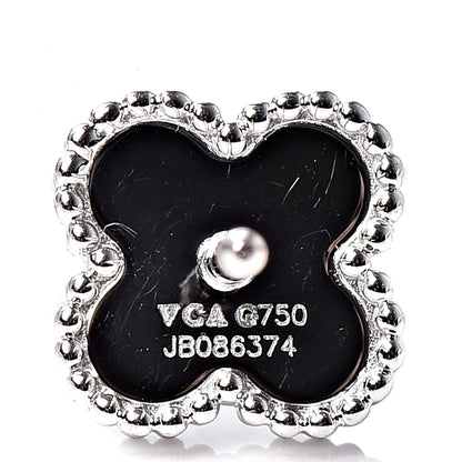 Van Cleef & Arpels 18K White Gold Mother of Pearl Sweet Alhambra Earrings 3 of 5