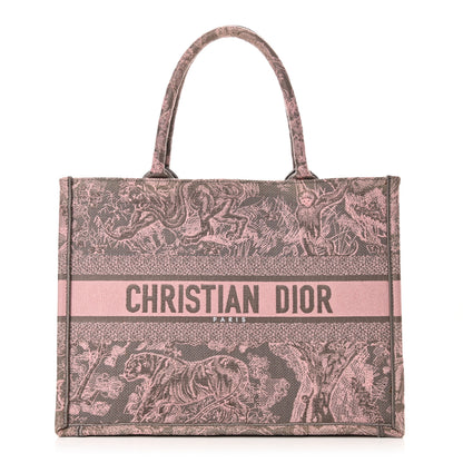 Christian Dior Canvas Embroidered Medium Dioriviera Toile De Jouy Book Tote Pink Grey 1 of 10