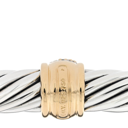 David Yurman DAVID YURMAN Sterling Silver 18K Yellow Gold Diamond 7mm Cable Classics Station Bracelet 3 of 4