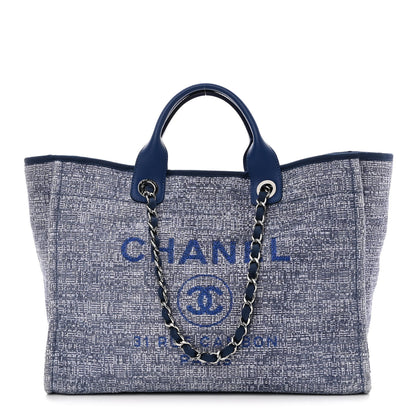 Chanel Woven Straw Raffia Medium Deauville Tote Blue 1 of 9