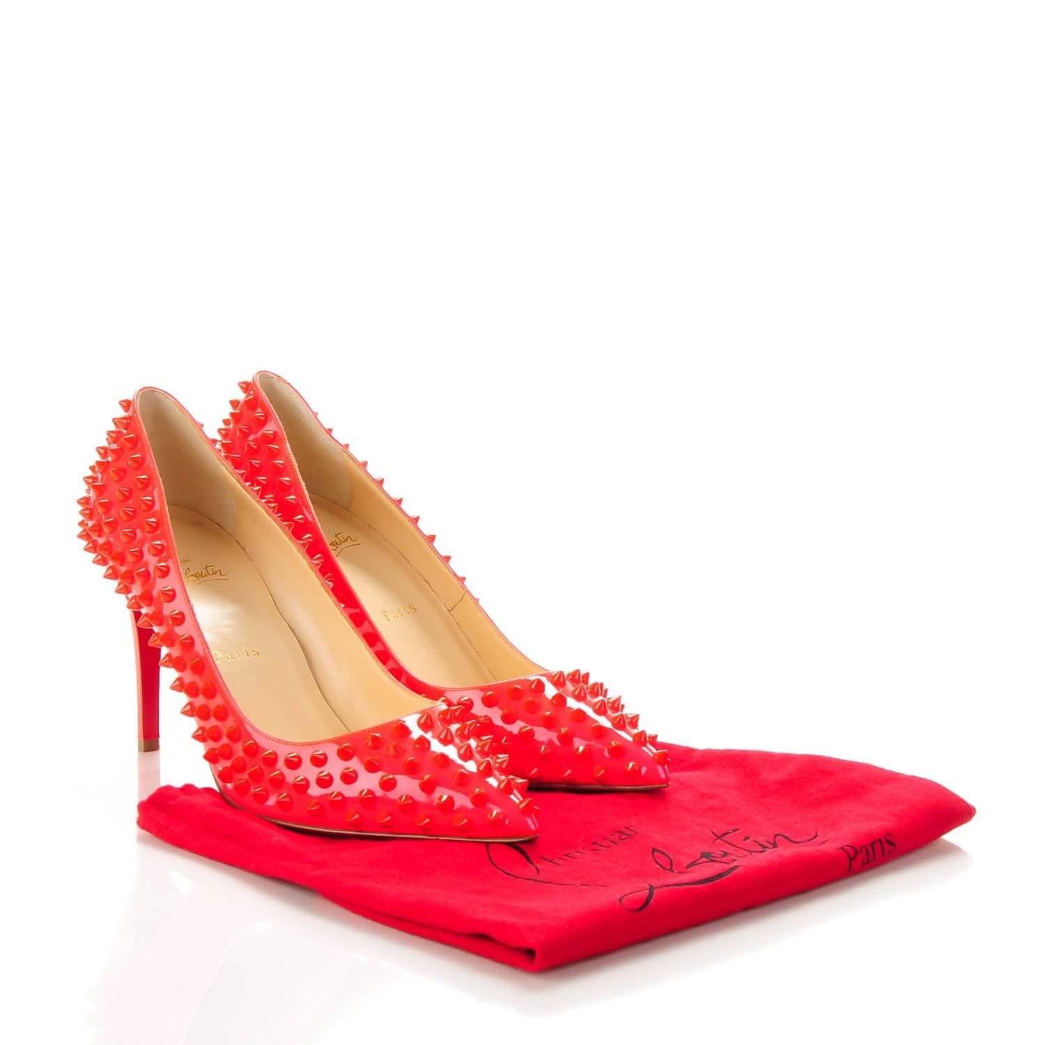 Christian Louboutin Patent Pigalle Spikes 85 Pumps 41 Fluo Rose Paris 6 of 7